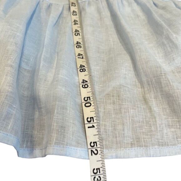 NWT LUSANA Linen Coco Lace Back Tiered Midi Sky Blue Lined Size 4 - Picture 12 of 13